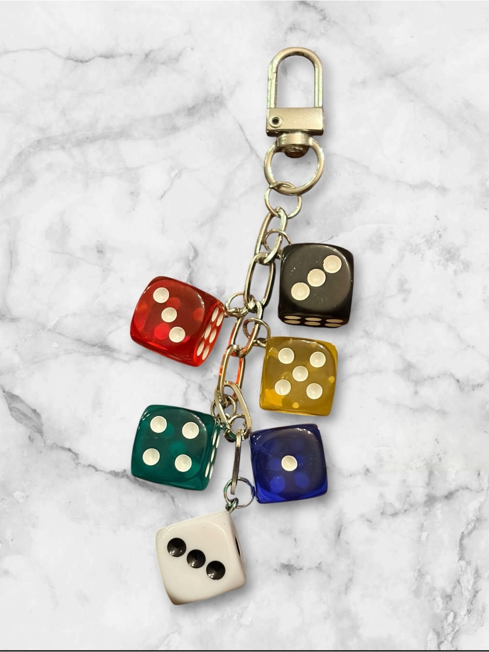 Multicolor Dice Key & Card Holder Charm